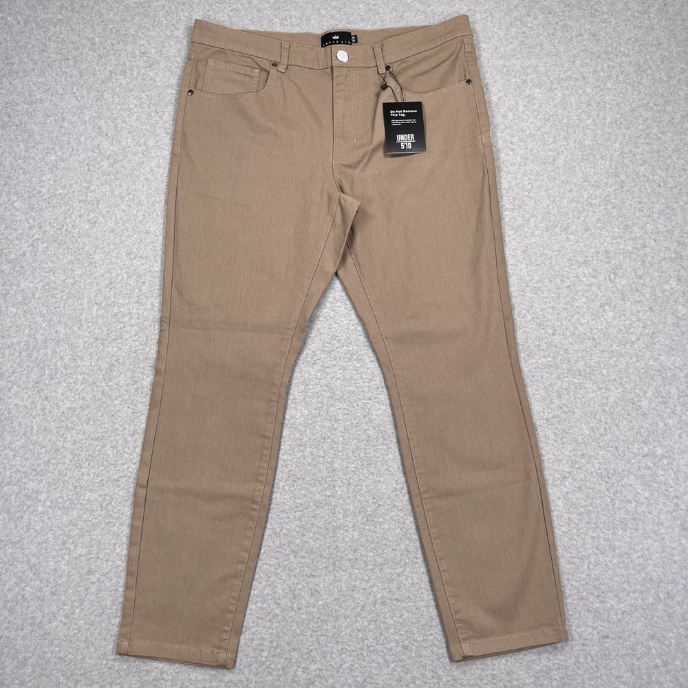 NEW Under 510 Garment Dyed Stretch Jeans Mens 36x28 Fossil Brown Slim Short King